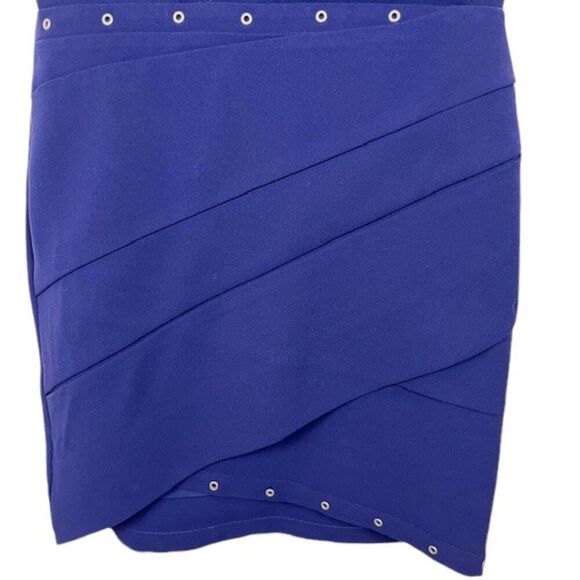 The Kooples Grommet Blue Crepe Mini Dress Crossover Front Lined Size Small - Picture 4 of 14